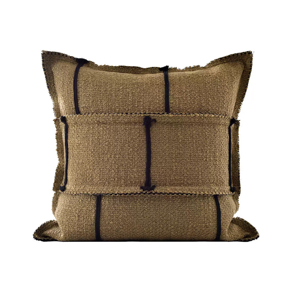 Sofa Pillows Simple Brown Khaki Cushion Case Luxury Linen Cotton Blend Decorative Pillow Cover For Sofa Chair Bedding Home Pillow Core Is Made Of Down-feather-like Fabric