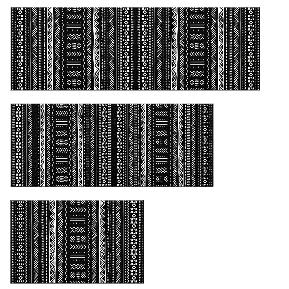 Kitchen Rugs Sets Of 3 Kitchen Mats 3 Piece Set Kitchen Runner Rugs Non Skid Washable Boho Kitchen Rug Set Carpets For Laundry Room