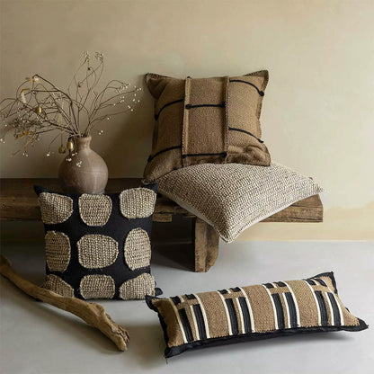 Sofa Pillows Simple Brown Khaki Cushion Case Luxury Linen Cotton Blend Decorative Pillow Cover For Sofa Chair Bedding Home Pillow Core Is Made Of Down-feather-like Fabric
